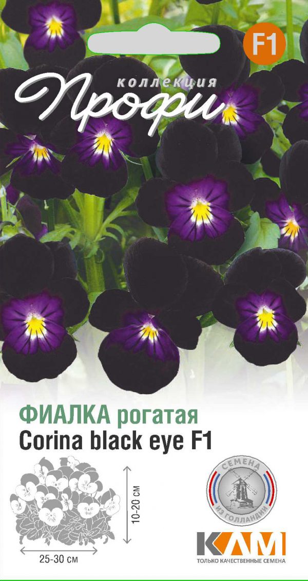 Фиалка рогатая Corina black eye F1 10 шт (20 упаковок)